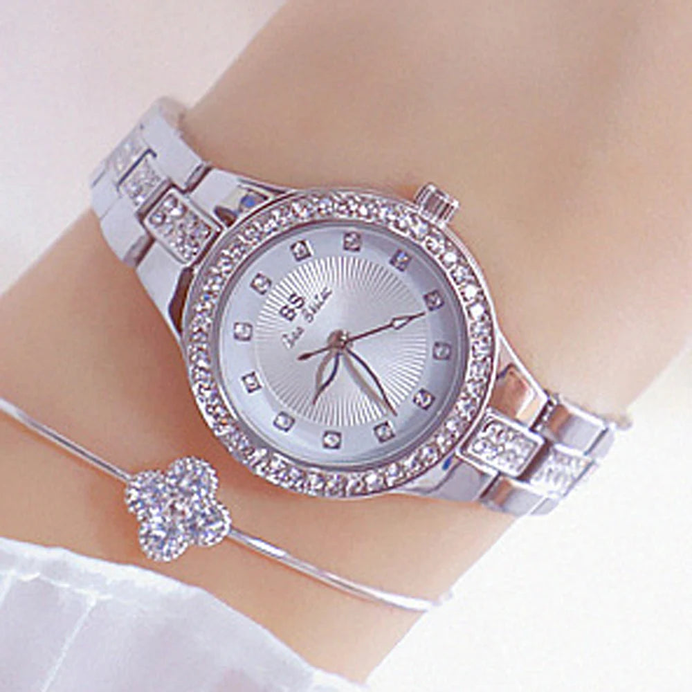 BS bee sister-Relojes de pulsera de lujo para mujer, nueva tendencia de moda, esfera pequeña, exquisitos relojes de pulsera para mujer, joyería de cristal