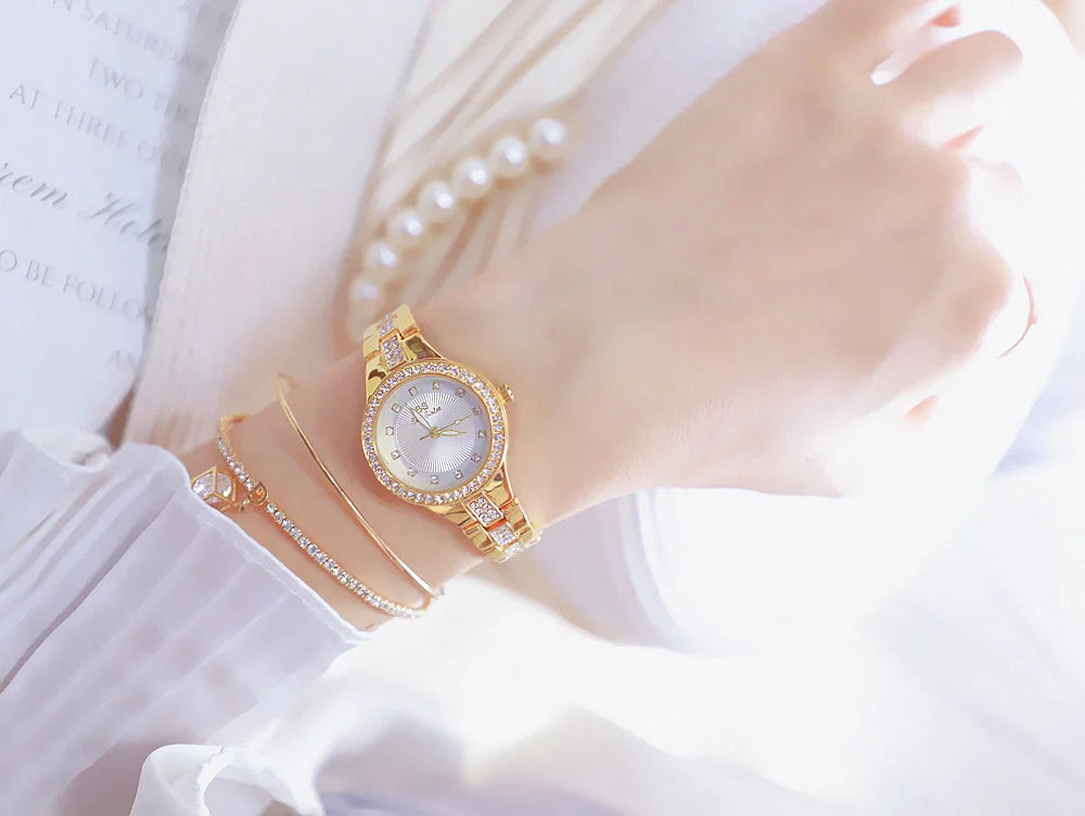 BS bee sister-Relojes de pulsera de lujo para mujer, nueva tendencia de moda, esfera pequeña, exquisitos relojes de pulsera para mujer, joyería de cristal