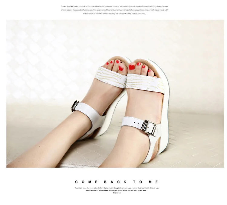 WOIZGIC, zapatos de mujer de cuero genuino, sandalias de plataforma, tacones altos, chanclas de playa frescas de verano 35-40 CDBY-5531