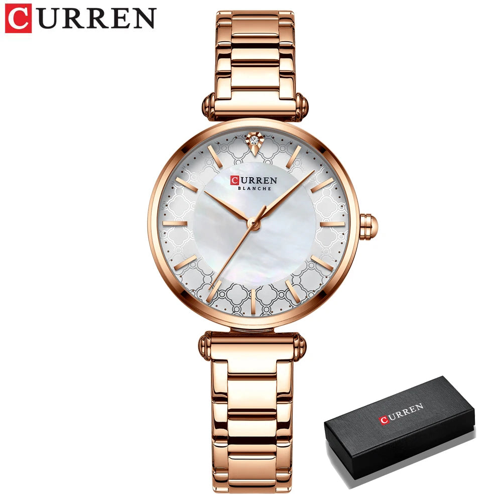CURREN-Reloj de pulsera de acero para mujer, cronógrafo creativo, resistente al agua, marca superior, nuevo
