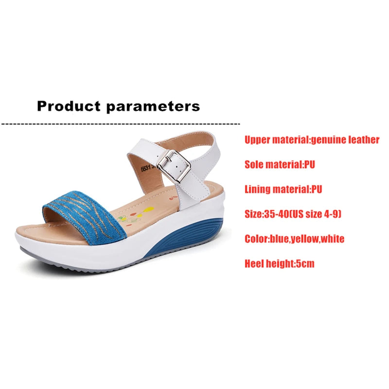 WOIZGIC, zapatos de mujer de cuero genuino, sandalias de plataforma, tacones altos, chanclas de playa frescas de verano 35-40 CDBY-5531