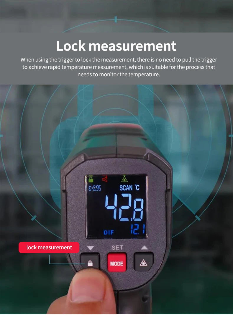 Termómetro infrarrojo Digital UNI-T UT306C medidor de pistola de temperatura láser Industrial sin contacto-50-500