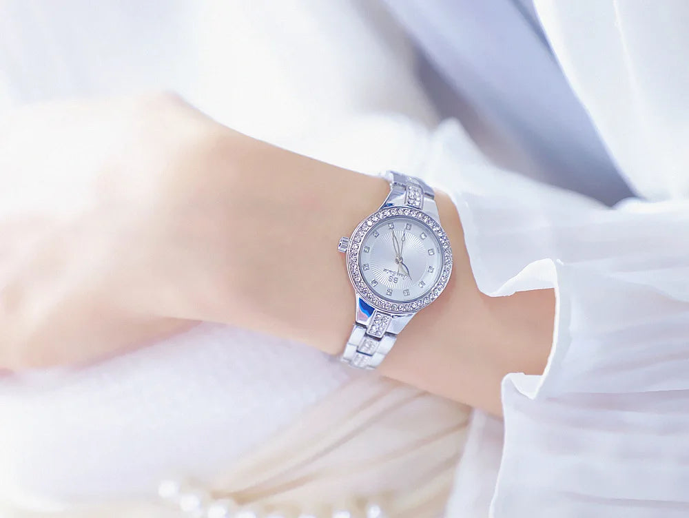 BS bee sister-Relojes de pulsera de lujo para mujer, nueva tendencia de moda, esfera pequeña, exquisitos relojes de pulsera para mujer, joyería de cristal