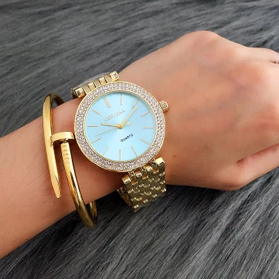 Reloj de plata de lujo de moda CONTENA relojes de mujer de estrás relojes de mujer reloj de acero inoxidable reloj de mujer