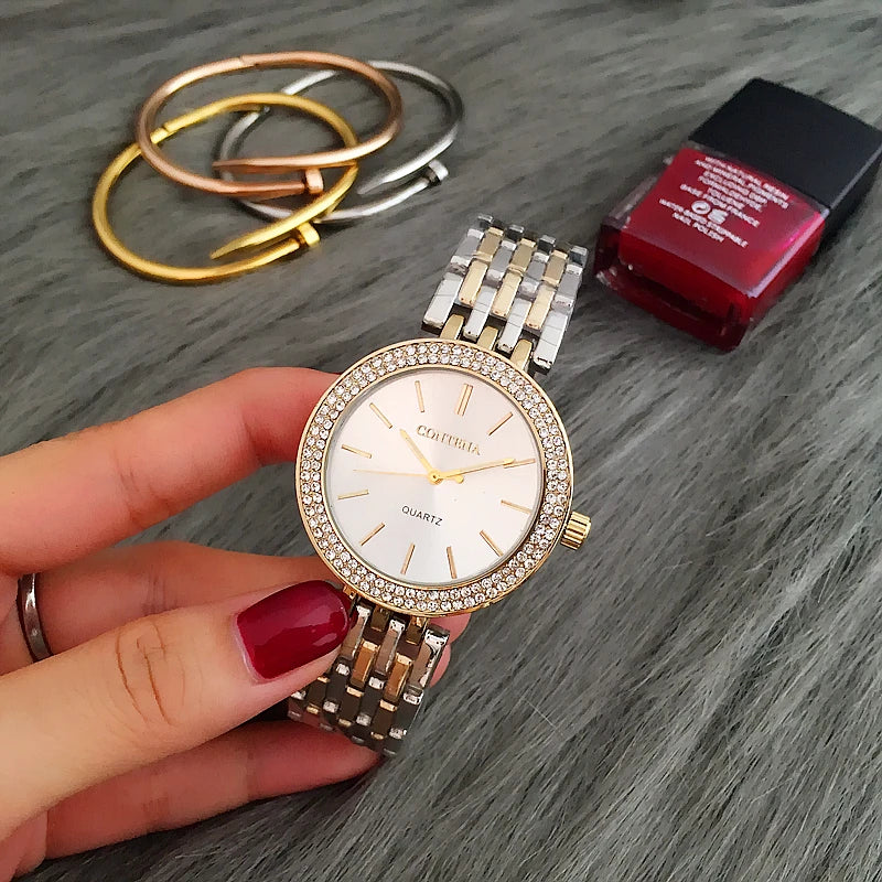 Reloj de plata de lujo de moda CONTENA relojes de mujer de estrás relojes de mujer reloj de acero inoxidable reloj de mujer