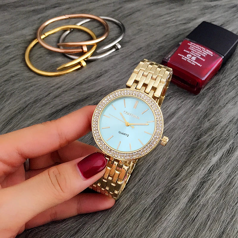 Reloj de plata de lujo de moda CONTENA relojes de mujer de estrás relojes de mujer reloj de acero inoxidable reloj de mujer