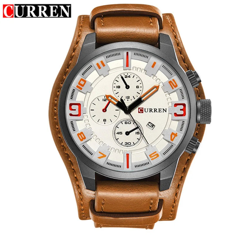 Nuevos Relojes CURREN, marca de lujo, reloj para hombre, correa de cuero, reloj de cuarzo a la moda, reloj de pulsera deportivo informal, reloj con fecha, Relojes 8225