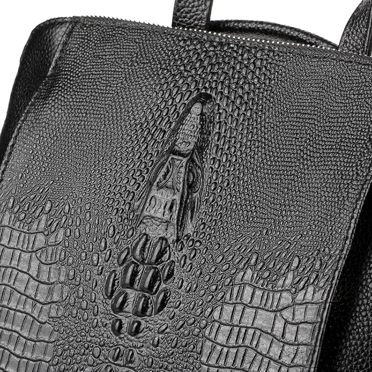 Mochila Zency de piel de cocodrilo para mujer, 100% genuina y natural, para viajes, trabajo, escuela, con compartimento para portátil, equipaje de mano