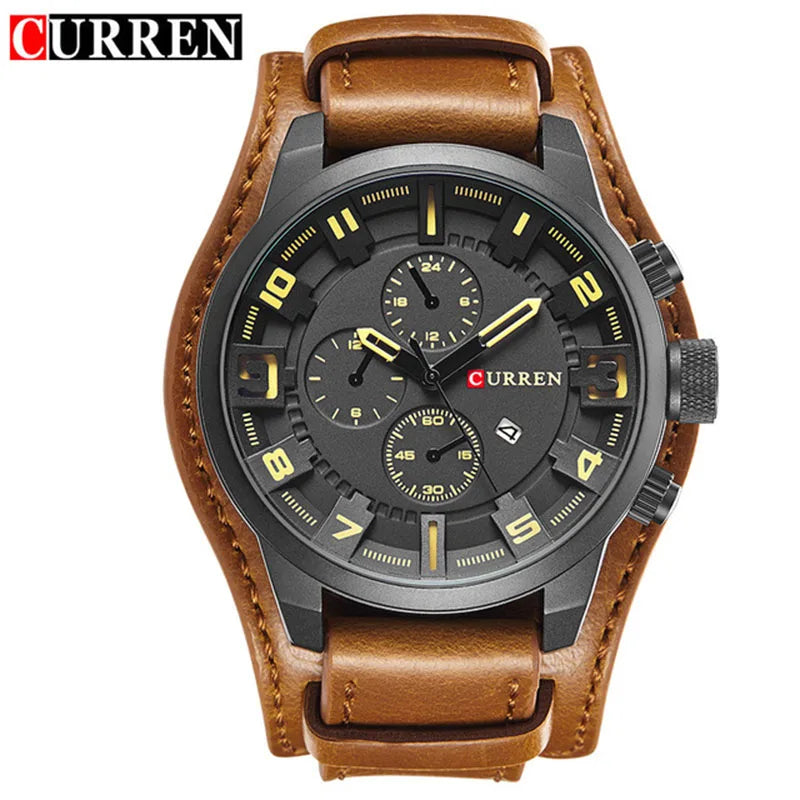 Nuevos Relojes CURREN, marca de lujo, reloj para hombre, correa de cuero, reloj de cuarzo a la moda, reloj de pulsera deportivo informal, reloj con fecha, Relojes 8225