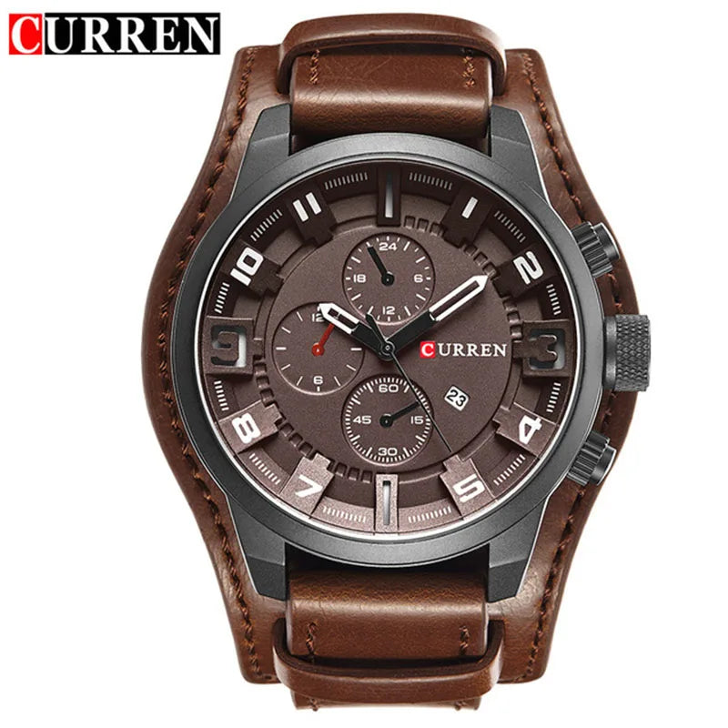 Nuevos Relojes CURREN, marca de lujo, reloj para hombre, correa de cuero, reloj de cuarzo a la moda, reloj de pulsera deportivo informal, reloj con fecha, Relojes 8225