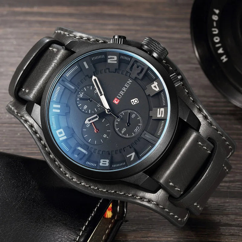Nuevos Relojes CURREN, marca de lujo, reloj para hombre, correa de cuero, reloj de cuarzo a la moda, reloj de pulsera deportivo informal, reloj con fecha, Relojes 8225