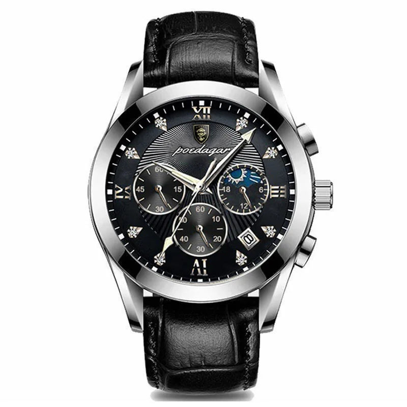 POEDAGAR-relojes para hombre, de cuero de moda, resistente al agua, parte superior luminosa, de lujo, de cuarzo, Masculino, 2021