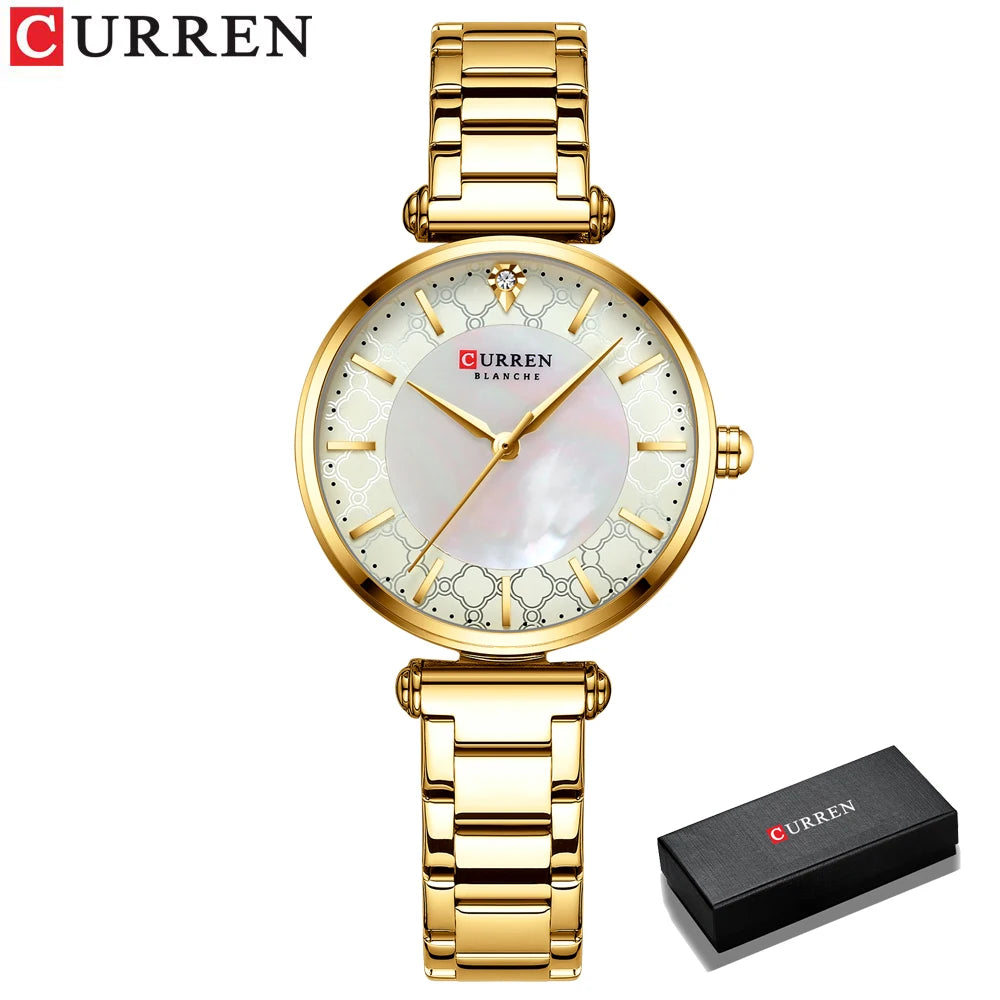 CURREN-Reloj de pulsera de acero para mujer, cronógrafo creativo, resistente al agua, marca superior, nuevo