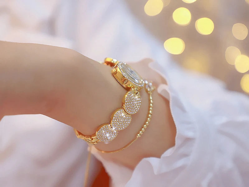 Relojes de diamantes de lujo para mujer, reloj de pulsera femenino, reloj de pulsera elegante, reloj de lujo para mujer