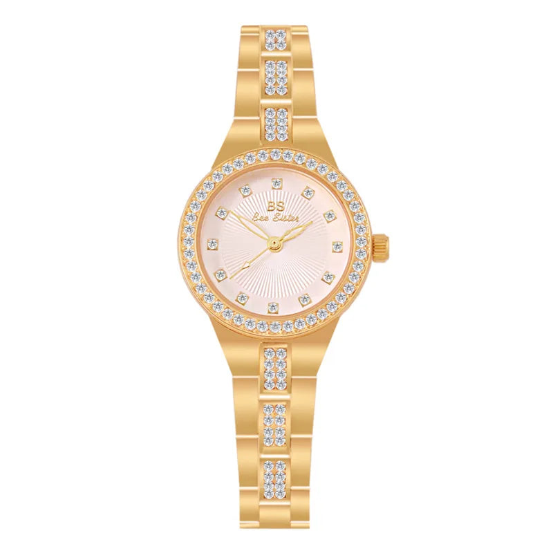 BS bee sister-Relojes de pulsera de lujo para mujer, nueva tendencia de moda, esfera pequeña, exquisitos relojes de pulsera para mujer, joyería de cristal