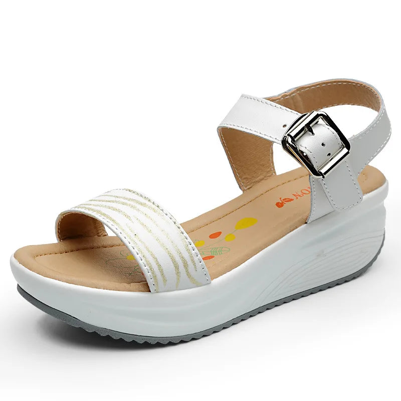 WOIZGIC, zapatos de mujer de cuero genuino, sandalias de plataforma, tacones altos, chanclas de playa frescas de verano 35-40 CDBY-5531