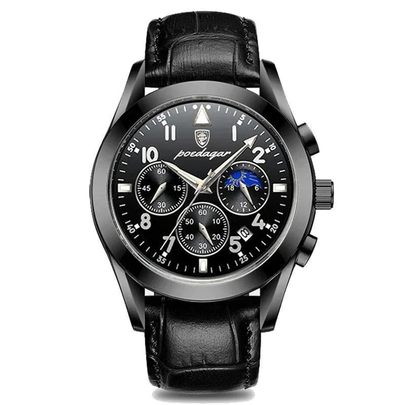 POEDAGAR-relojes para hombre, de cuero de moda, resistente al agua, parte superior luminosa, de lujo, de cuarzo, Masculino, 2021