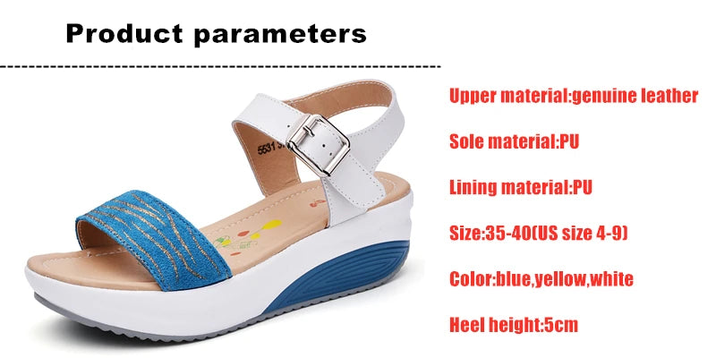 WOIZGIC, zapatos de mujer de cuero genuino, sandalias de plataforma, tacones altos, chanclas de playa frescas de verano 35-40 CDBY-5531
