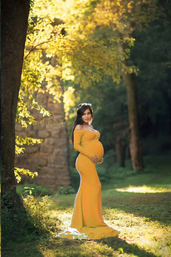 Vestidos de maternidad sexys para mujer embarazada, accesorios de fotografía, hombros descubiertos, Vestido largo de lactancia, vestidos de maternidad para sesión de fotos