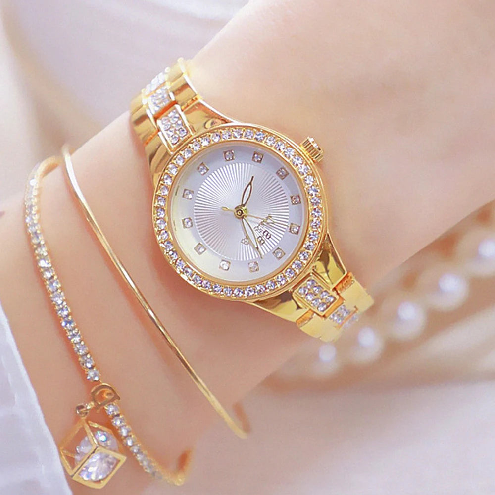 BS bee sister-Relojes de pulsera de lujo para mujer, nueva tendencia de moda, esfera pequeña, exquisitos relojes de pulsera para mujer, joyería de cristal