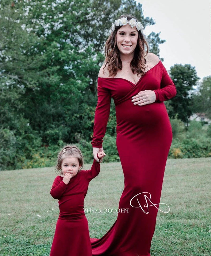 Vestidos de maternidad sexys para mujer embarazada, accesorios de fotografía, hombros descubiertos, Vestido largo de lactancia, vestidos de maternidad para sesión de fotos