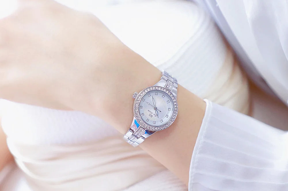 BS bee sister-Relojes de pulsera de lujo para mujer, nueva tendencia de moda, esfera pequeña, exquisitos relojes de pulsera para mujer, joyería de cristal