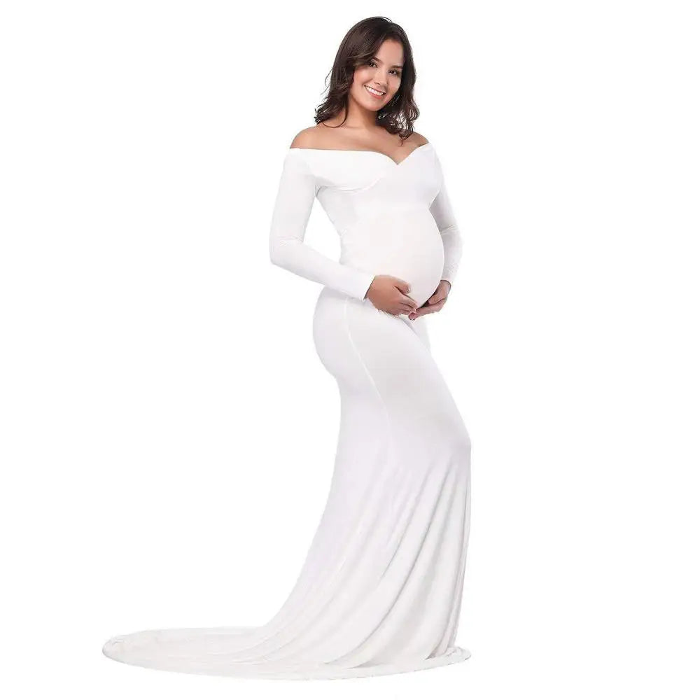 Vestidos de maternidad sexys para mujer embarazada, accesorios de fotografía, hombros descubiertos, Vestido largo de lactancia, vestidos de maternidad para sesión de fotos