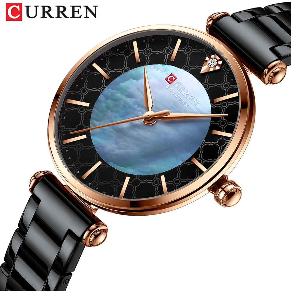 CURREN-Reloj de pulsera de acero para mujer, cronógrafo creativo, resistente al agua, marca superior, nuevo
