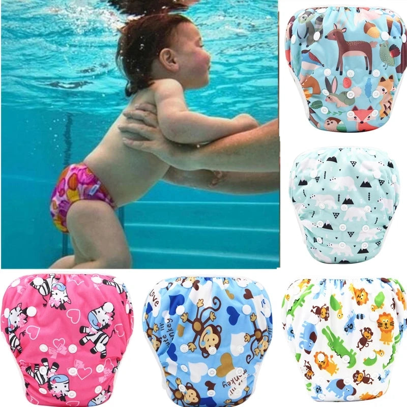 Pañales de Natación para Bebés, Impermeables, Ajustables, de Tela, Reutilizables y Lavables