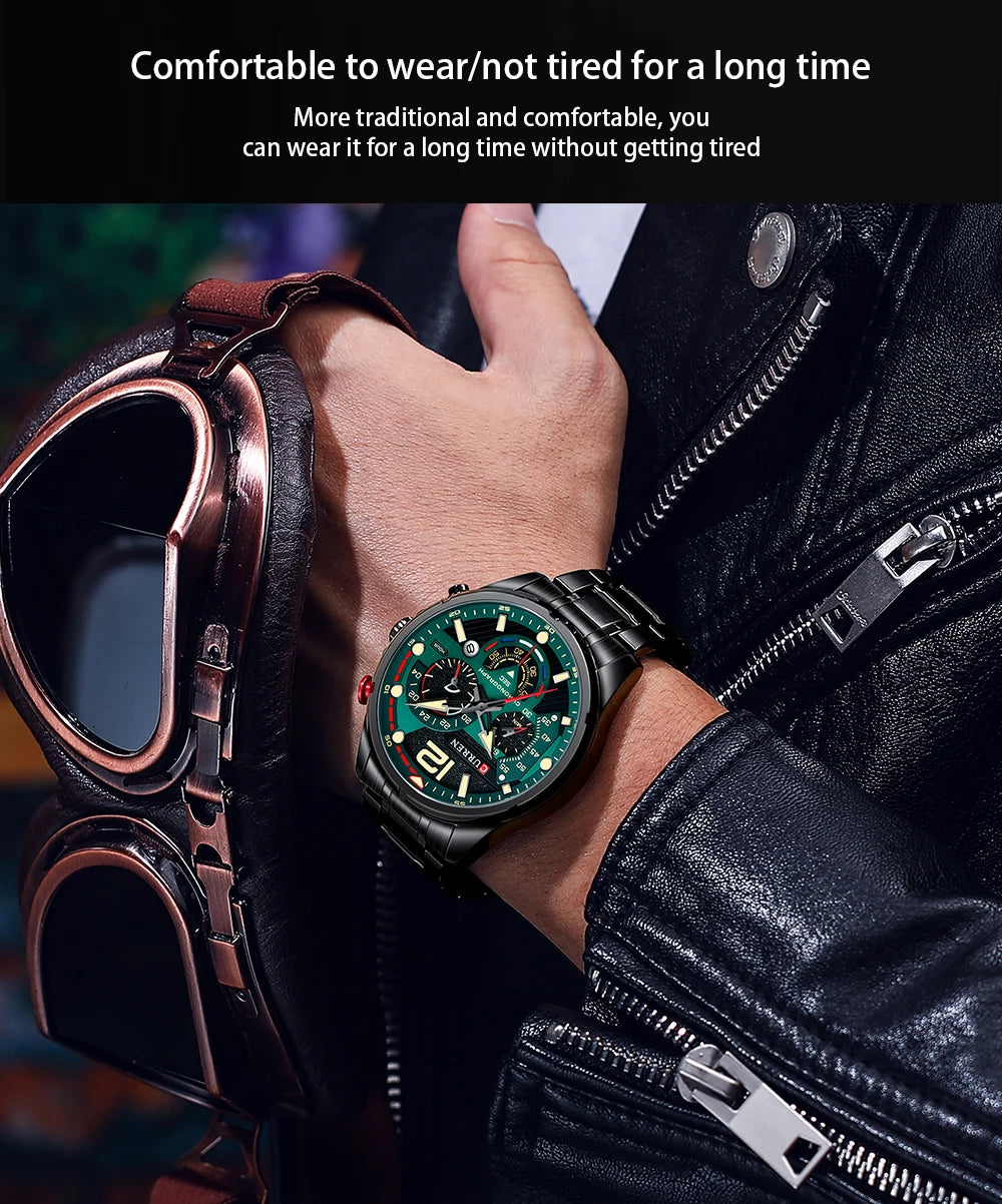Nuevos relojes CURREN verdes para hombre, relojes de cuarzo de acero inoxidable de lujo de primeras marcas, reloj deportivo con fecha para hombre, reloj de pulsera resistente al agua