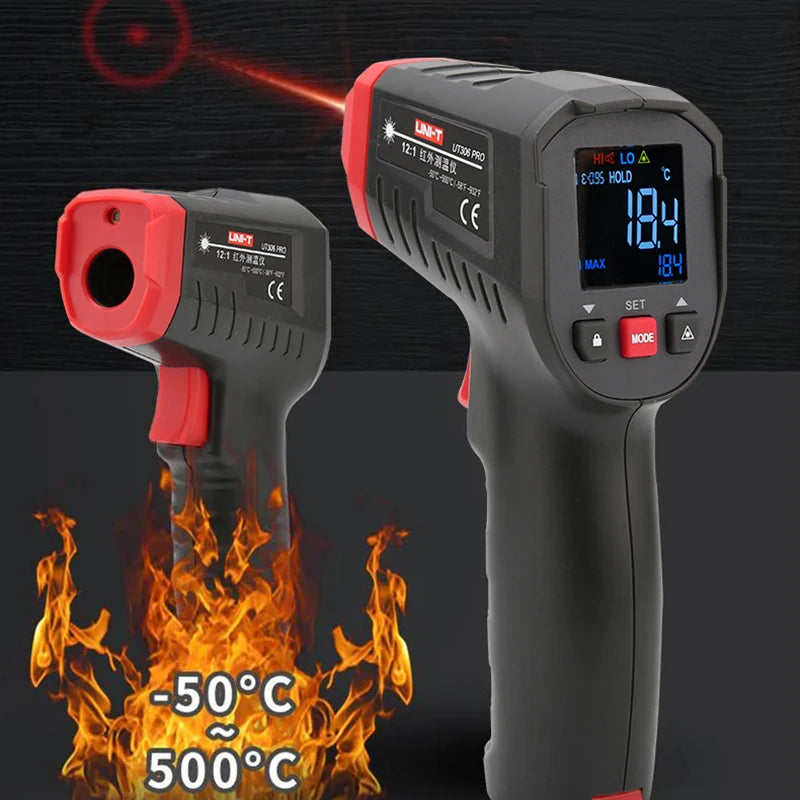 Termómetro infrarrojo Digital UNI-T UT306C medidor de pistola de temperatura láser Industrial sin contacto-50-500