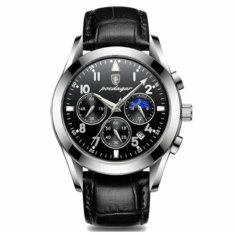 POEDAGAR-relojes para hombre, de cuero de moda, resistente al agua, parte superior luminosa, de lujo, de cuarzo, Masculino, 2021