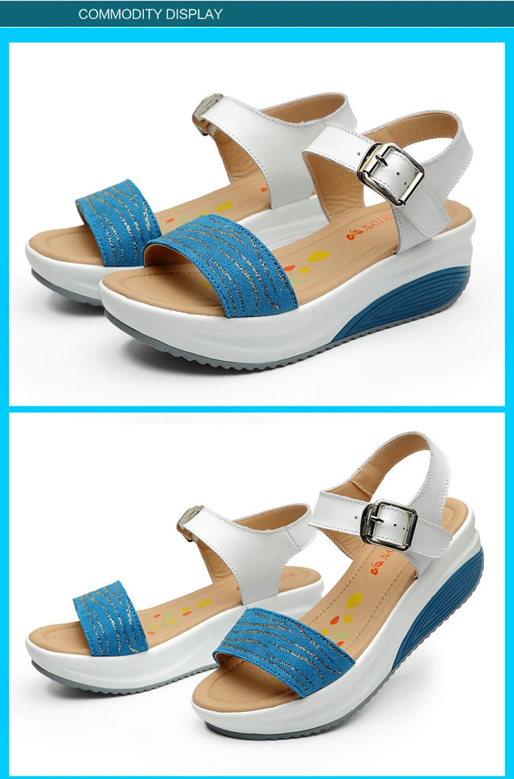 WOIZGIC, zapatos de mujer de cuero genuino, sandalias de plataforma, tacones altos, chanclas de playa frescas de verano 35-40 CDBY-5531