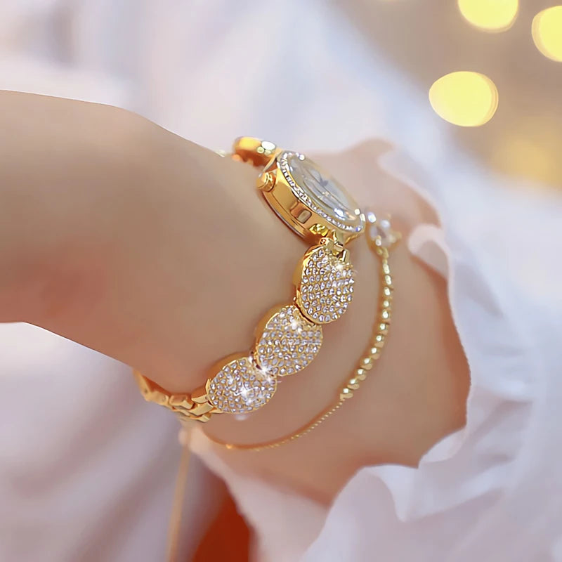 Relojes de diamantes de lujo para mujer, reloj de pulsera femenino, reloj de pulsera elegante, reloj de lujo para mujer