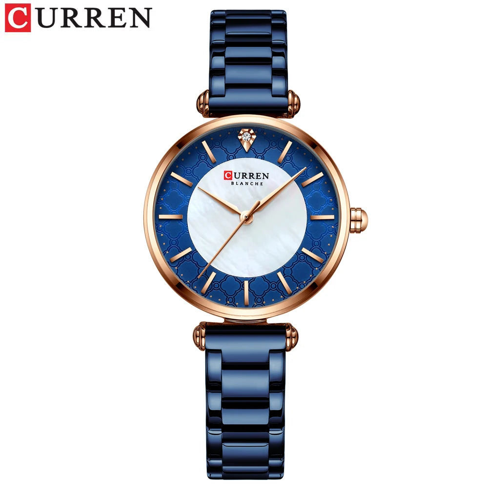 CURREN-Reloj de pulsera de acero para mujer, cronógrafo creativo, resistente al agua, marca superior, nuevo