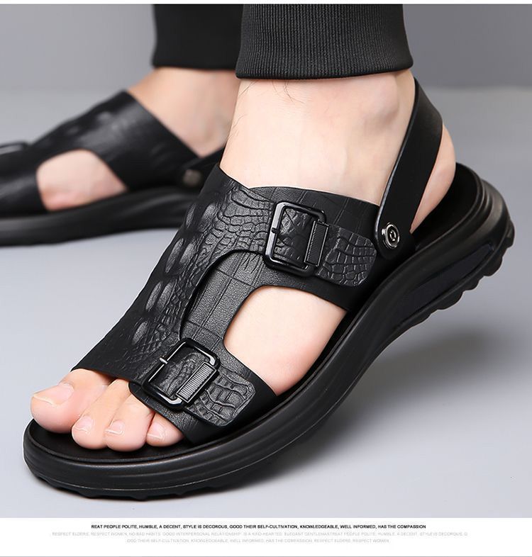 Sandalias para hombre al aire libre, zapatillas de verano al aire libre, zapatos de alta calidad, sandalias de cuero de verano 2025 para hombre, zapatos para caminar para hombre nuevo