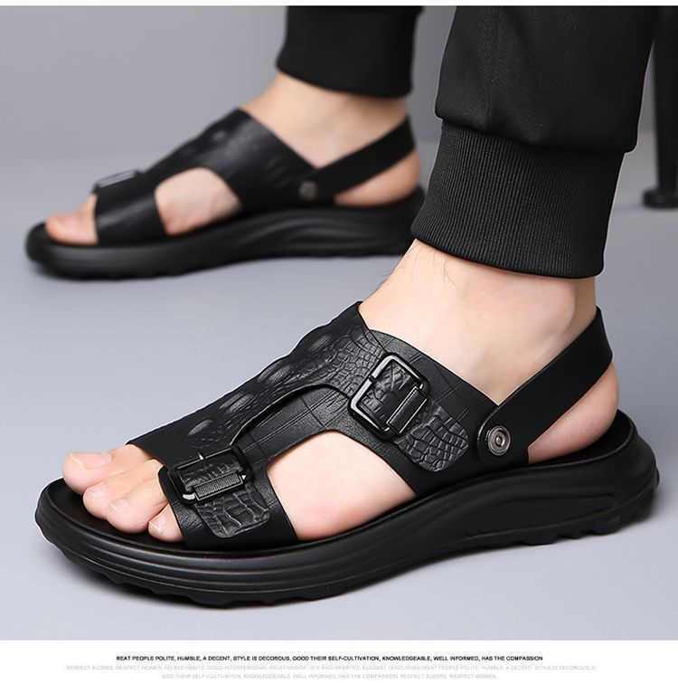 Sandalias para hombre al aire libre, zapatillas de verano al aire libre, zapatos de alta calidad, sandalias de cuero de verano 2025 para hombre, zapatos para caminar para hombre nuevo