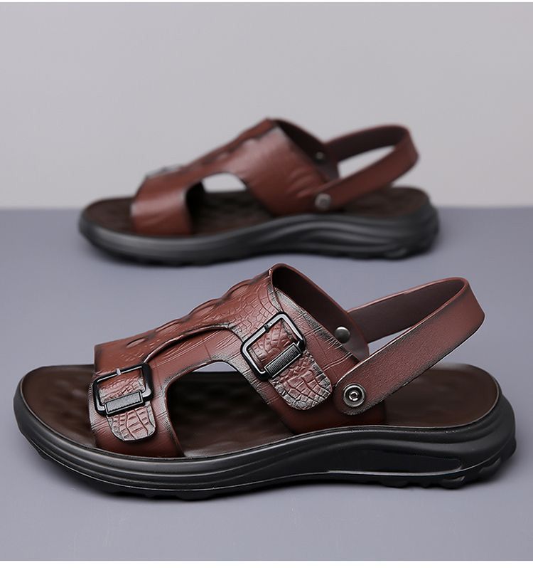 Sandalias para hombre al aire libre, zapatillas de verano al aire libre, zapatos de alta calidad, sandalias de cuero de verano 2025 para hombre, zapatos para caminar para hombre nuevo