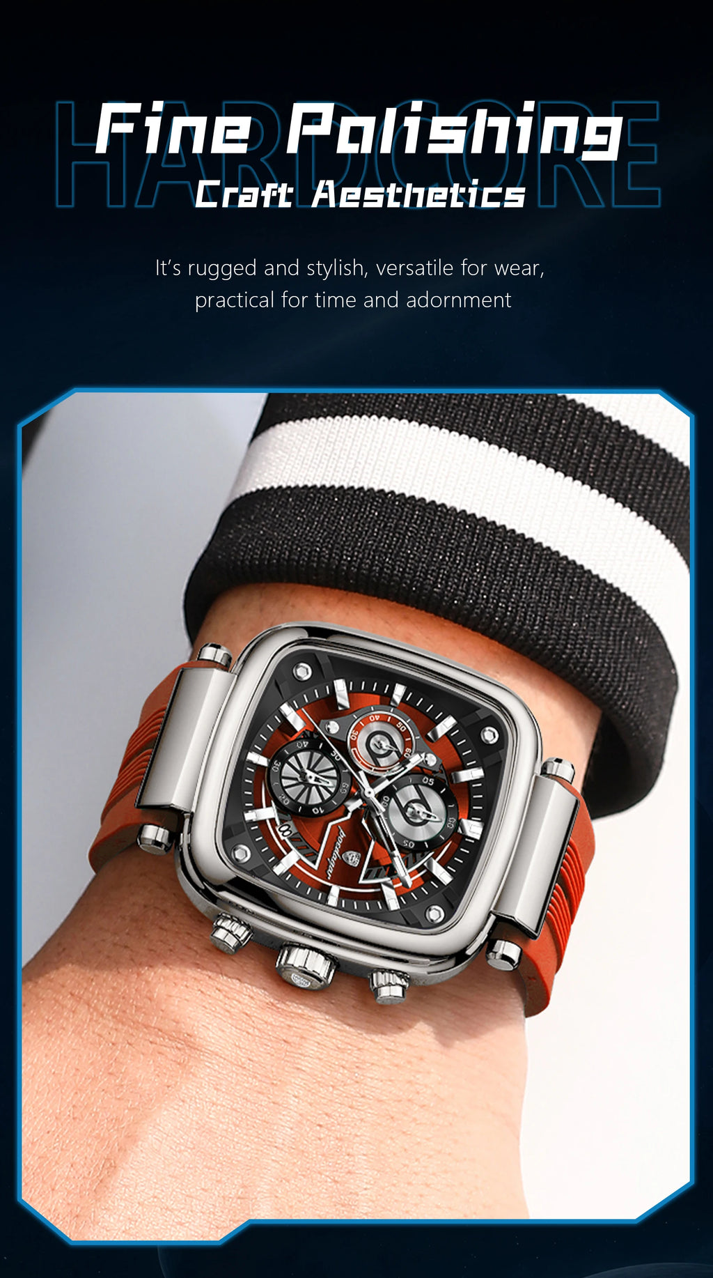 POEDAGAR Luxury Watch For Men Calendar Luminous Waterproof Man Clock Male Chronograph Silicone Sports Men's Quartz Watches Reloj