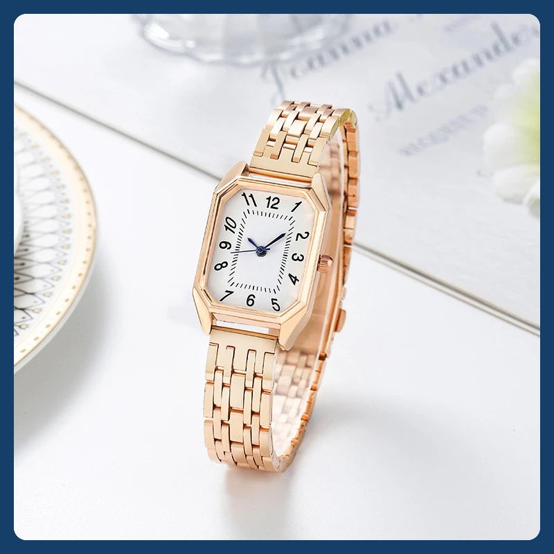 Nuevo Reloj de Pulsera de Cuarzo con Correa de Acero de Aleación a la Moda para Mujer