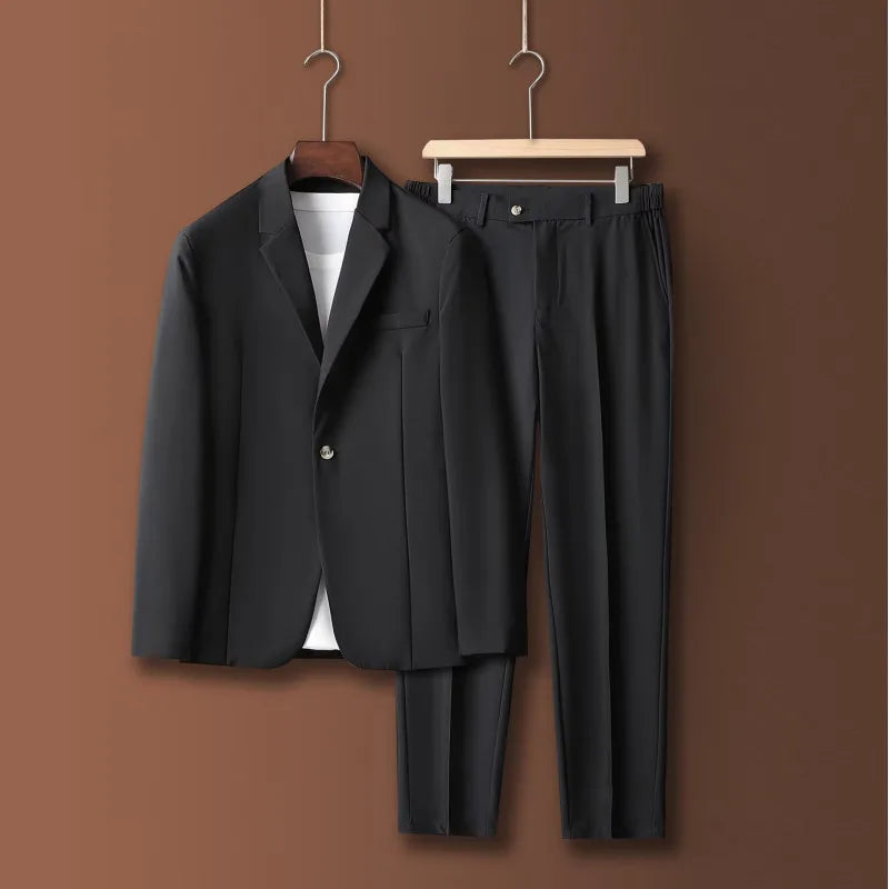 Chaqueta de traje informal para hombre, estilo coreano, holgada, a la moda, con un solo pecho y hombros, primavera y otoño, elegante