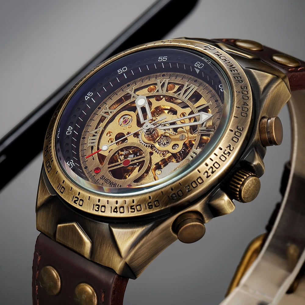Relojes mecánicos automáticos para hombre, reloj de pulsera con esqueleto de Tourbillon, luminoso, de lujo