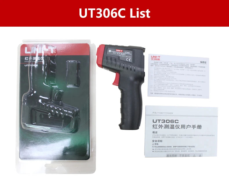 Termómetro infrarrojo Digital UNI-T UT306C medidor de pistola de temperatura láser Industrial sin contacto-50-500