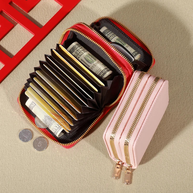 Cartera corta con cierre transparente para mujer Patrón de lichi Monaiea-cartera con múltiples ranuras para tarjetas, gran capacidad, a la moda