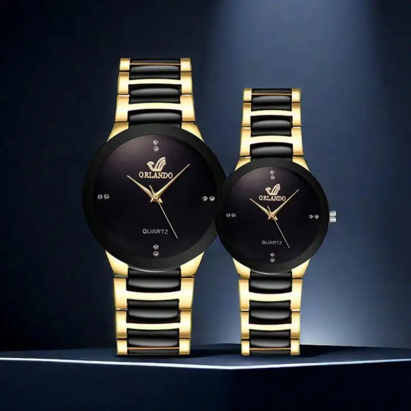 ORLANDO, relojes de lujo para hombre, recién llegado, reloj de pulsera de acero de cuarzo dorado y negro, reloj exquisito Masculino, reloj de moda