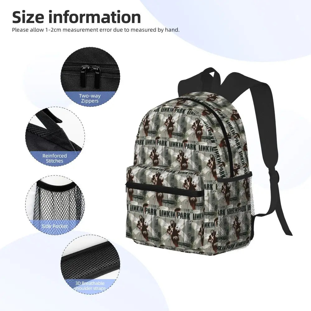 L-Linkin-S P-Park-S Band Mochila para estudiantes Mochila escolar Mochila de viaje para senderismo para niños y niñas Mochila de moda Bolsos de hombro