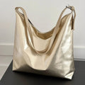 Bolso de mano con asa superior de PU para mujer, bolso de compras de diseñador de lujo, bolso de mano informal de cuero dorado plateado de alta capacidad, moda