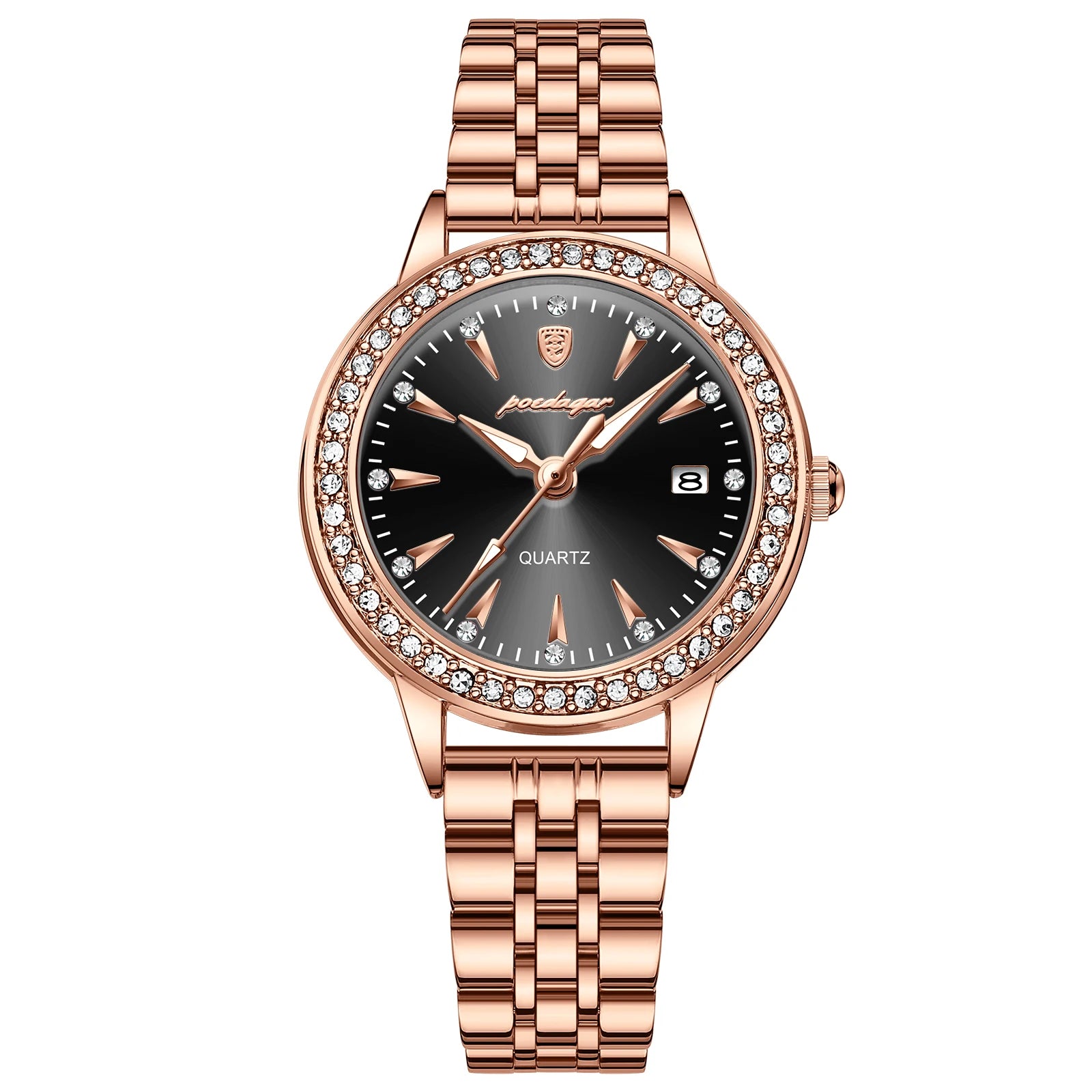 POEDAGAR, reloj informal de lujo para mujer, reloj resistente al agua con fecha para mujer, relojes de cuarzo elegantes con diamantes para mujer, reloj sencillo para mujer