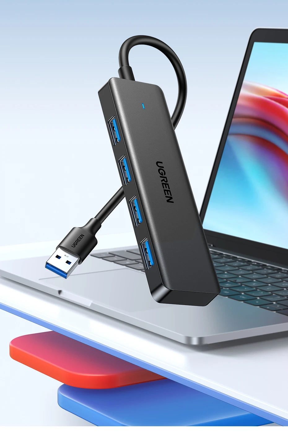 Hub USB 3.0 UGREEN 4 Puertos – 5Gbps, USB-C, Compatible con Mac, PC, Xbox, PS5