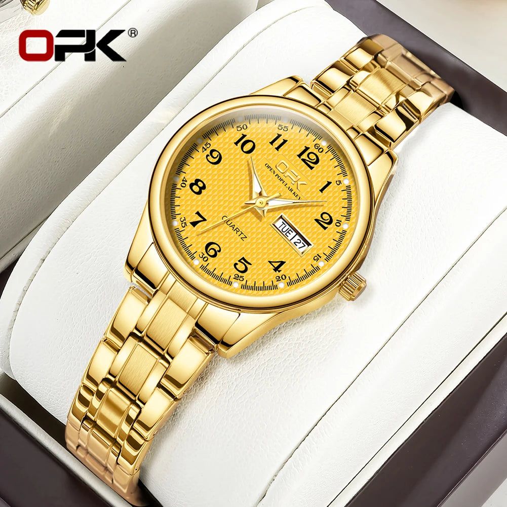 Reloj OPK 8110 para Mujer, Reloj de cuarzo resistente al agua, Reloj clásico de marca de lujo para Mujer, relojes con correa de acero inoxidable, Reloj para Mujer